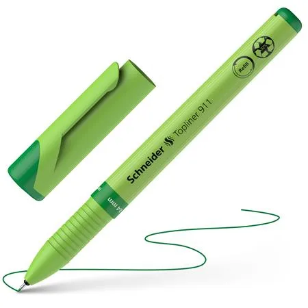 Liner, 0,4 mm, vymeniteľná náplň, recyklované telo, SCHNEIDER "Topliner 911", zelená 6