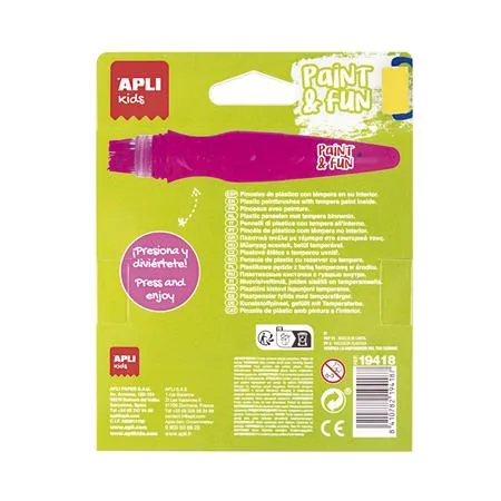 Tempera, sada, v tube so štetcom, APLI Kids "Paint&Fun", 6 rôznych neónových farieb 2