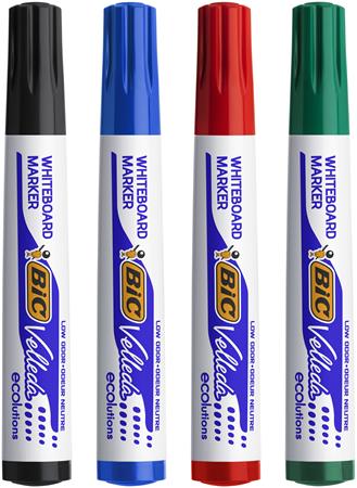 Popisovač na flipchart a tabuľu, 1,4 mm, kužeľový hrot, BIC "Velleda ecolutions", 4 rôzne farby 2