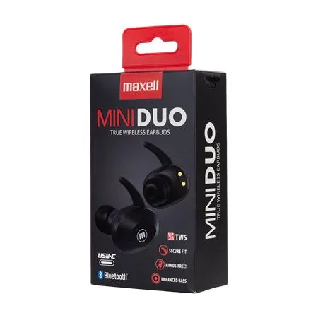 Slúchadlá, bezdrôtové, Bluetooth 5.0, s mikrofónom, MAXELL "Mini Duo", čierna 4