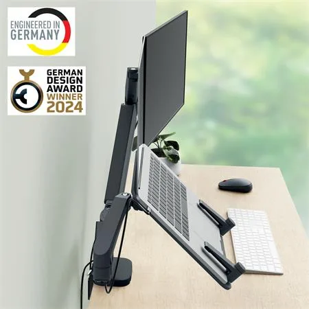 Rameno na monitor a notebook, LEITZ "Ergo Dual", tmavosivá 2