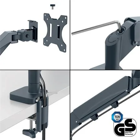 Rameno na monitor a notebook, LEITZ "Ergo Dual", tmavosivá 5