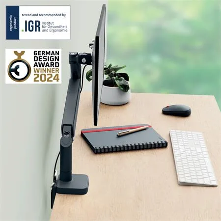 Rameno na jeden monitor, LEITZ "Ergo", tmavosivá 2
