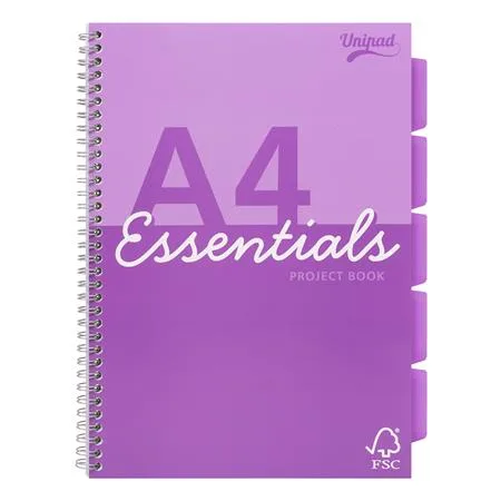 Špirálový zošit, A4, linajkový, 100 listov, PUKKA PAD "Unipad Essentials Project Book", mix 2