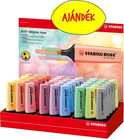 Farebné ceruzky, fixky, sada, STABILO, 6x 7 rôznych produktov+darček: zvýrazňovač, displej "Boss Pastel", 45 ks 2