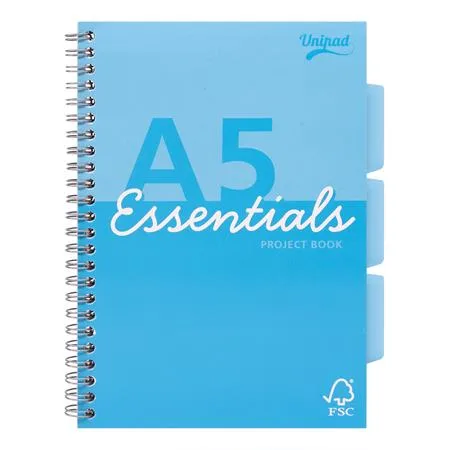 Špirálový zošit, A5, linajkový, 100 listov, PUKKA PAD "Unipad Essentials Project Book", mix 2