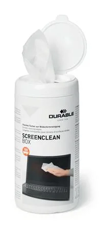 Čistiace utierky na monitory, 100 ks, DURABLE "SCREENCLEAN® BOX 100" 2