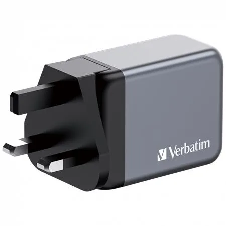 Sieťová nabíjačka, 2xUSB-C PD (65W), USB-A QC 3.0, EU/UK/US, GaN, VERBATIM 3