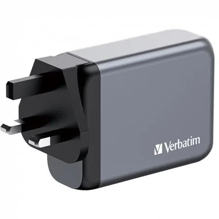Sieťová nabíjačka, 2xUSB-C PD (100W), USB-C PD (65W), USB-A QC 3.0, EU/UK/US, GaN, VERBATIM 2