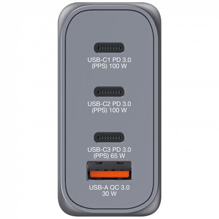 Sieťová nabíjačka, 2xUSB-C PD (100W), USB-C PD (65W), USB-A QC 3.0, EU/UK/US, GaN, VERBATIM 4