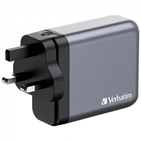 Sieťová nabíjačka, 2xUSB-C PD (140W), USB-C PD (20W), USB-A QC 3.0, EU/UK/US, GaN, VERBATIM 2