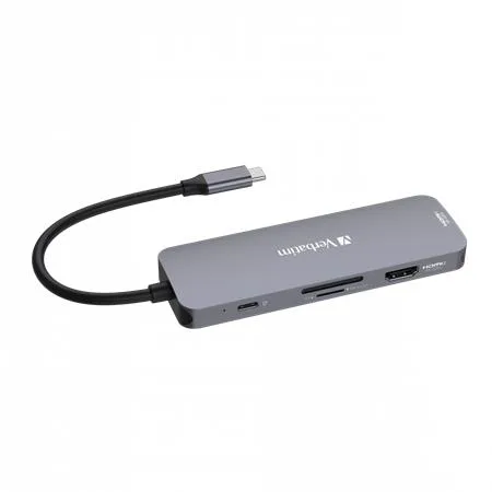 USB HUB, USB-C PD/2xHDMI/3xUSB-A/SD/mSD, VERBATIM 2