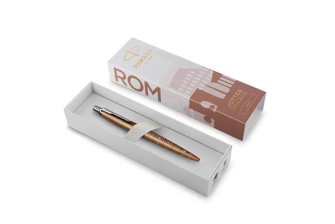 Guľôčkové pero, 0,7 mm, strieborný klip, vzorované telo, PARKER, "Royal Jotter Rome", modrá 4