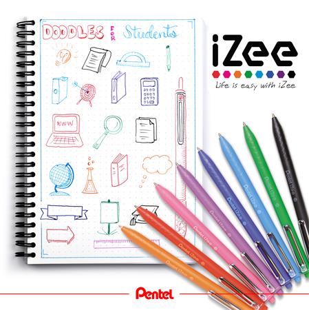 Guľôčkové pero, 0,35 mm, stláčací mechanizmus, PENTEL "iZee", modrá 4