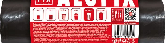 Vrecia na odpadky, 180 l, 10 ks, 80x120 cm, 45 µ, ALUFIX, čierna 2