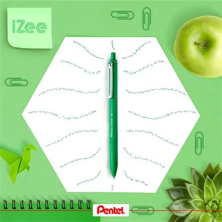 Guľôčkové pero, 0,35 mm, stláčací mechanizmus, PENTEL "iZee", zelená 2