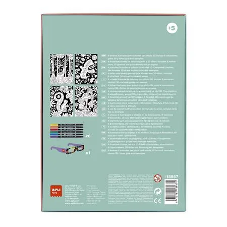 Súprava na vyfarbovanie s efektom 3D, APLI Kids "Coloring 3D", 11 dielov 2
