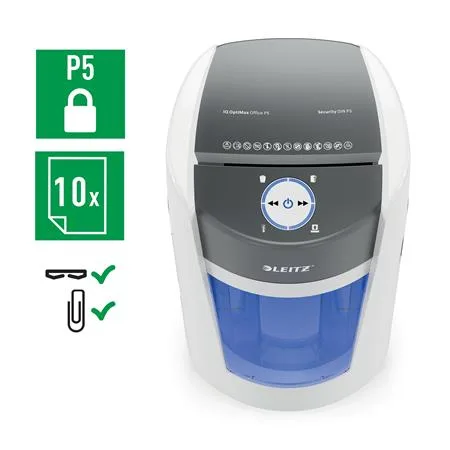 Skartovací stroj, mikrokonfety, 10 listov, LEITZ "IQ OptiMax Office 550 P5" 5