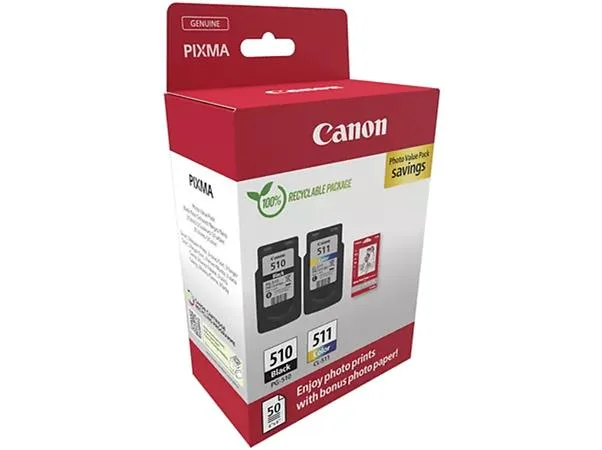 PG510/CL511 atramentová náplň multipack + GP-501 fotopapier, pre Pixma MP240 tlačiarne, CANON, čierna, farebná, 2