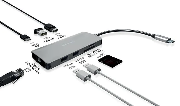 Dokovacia stanica, 8 portov, USB-C, KENSINGTON "UH1400P" 8