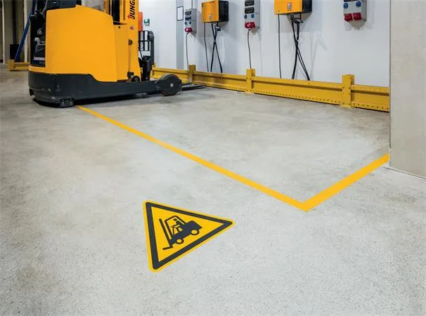 Podlahové značenie, DURABLE "Pozor! Vysokozdvižný vozík", žlto-čierna 2