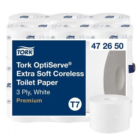 Toaletný papier, bezdutinkový, T7 systém, 3-vrstvový, priemer 13,1 cm, Premium, TORK "OptiServe", biela 2