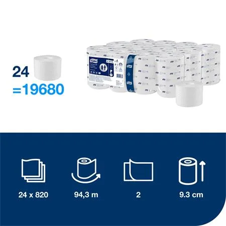 Toaletný papier, bezdutinkový, T7 systém, 2-vrstvový, priemer 13,1 cm, Advanced, TORK "OptiServe", biela 2