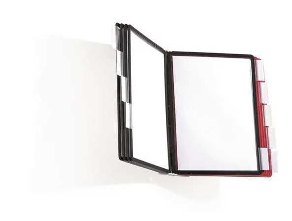 Držiak na prezentačné tabule, nástenný, 10 ks prezentačných tabúľ, DURABLE "SHERPA WALL", červená 4