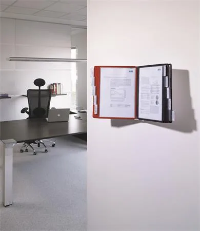 Držiak na prezentačné tabule, nástenný, 10 ks prezentačných tabúľ, DURABLE "SHERPA WALL", červená 5