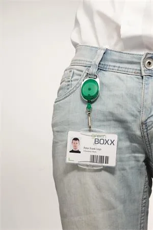 Držiak na identifikačné karty, výsuvný, s karabínou, DURABLE "STYLE", zelená 2