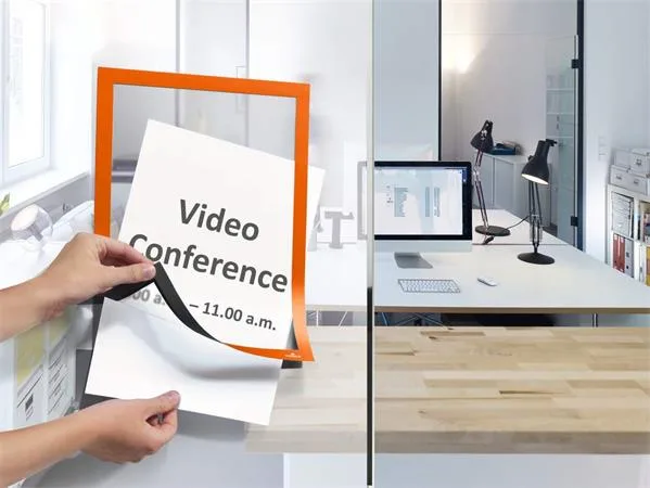 Informačný panel, A4, samolepiaca zadná strana, DURABLE "DURAFRAME®", oranžová 6