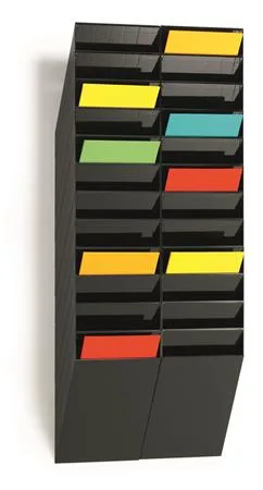 Stojan na prospekty, nástenný, stojaci, A4, DURABLE "FLEXIBOXX 12", čierna 3