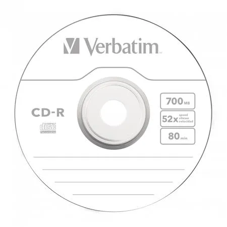 CD-R disk, 700 MB, 52x, 1 ks, tenký obal, VERBATIM "DataLife" 3