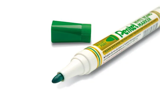 Popisovač na tabule, 2 mm, kužeľový hrot, PENTEL, zelená 2