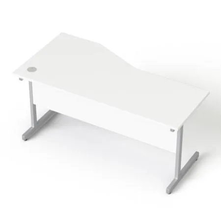 Písací stôl, oblúkový, pravý, so sivými kovovými nohami, 160 × 80 cm, MAYAH „Freedom SV-29“, biela 3