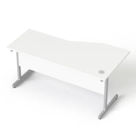 Písací stôl, oblúkový, ľavý, so sivými kovovými nohami, 160 × 80 cm, MAYAH „Freedom SV-30“, biela 3