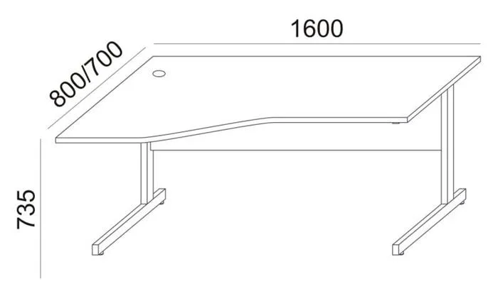 Písací stôl, oblúkový, ľavý, so sivými kovovými nohami, 160 × 80 cm, MAYAH „Freedom SV-30“, biela 4