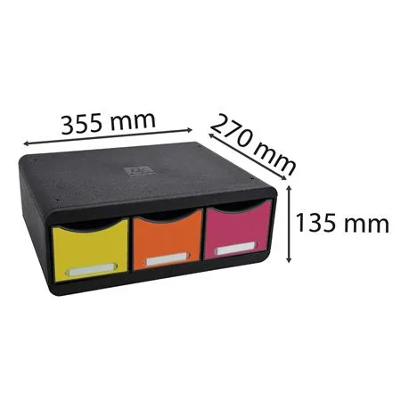 Box na dokumenty, plast, 3 zásuvky, EXACOMPTA "Iderama® "Toolbox", čierny 3
