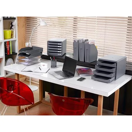 Odkladač, plastový, A4+, EXACOMPTA "Office", priehľadný sivý 4