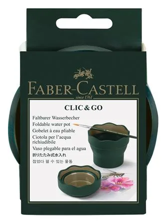 Kelímok na vodu, plastový, FABER-CASTELL "Click&Go", zelená 2