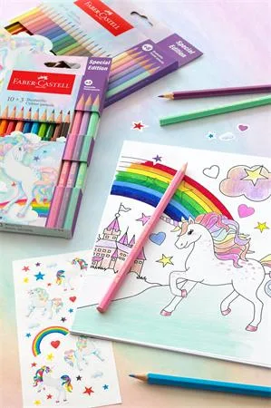 Farebné ceruzky, sada, šesťhranné, FABER-CASTELL "Jednorožec" 10+3 rôznych farieb 4