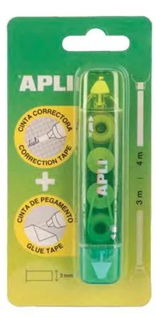 Korekčný a lepiaci roller, 2in1, 5 mm x 4-3 m,  APLI , mix farieb 3