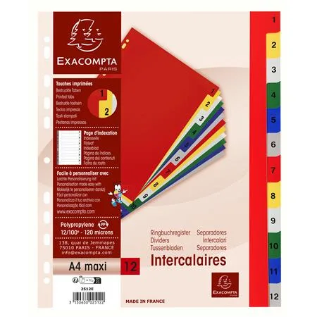 Register, plastový, A4+, 1-12, EXACOMPTA, farebný 5
