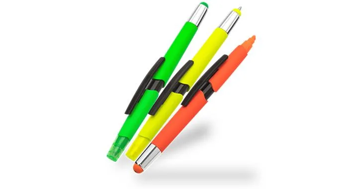 Multifunkčné guľôčkové pero, zvýrazňovač, dotykové pero, sada, WEDO "3-in-1", neónové farby 2
