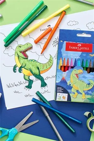 Fixky, sada, FABER-CASTELL "Dino" 10 rôznych farieb + 3  kovové farby 4