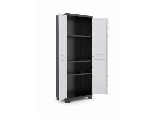 Skriňa na náradie, vysoká, plastová, KETER "Linear", čierna-sivá 4