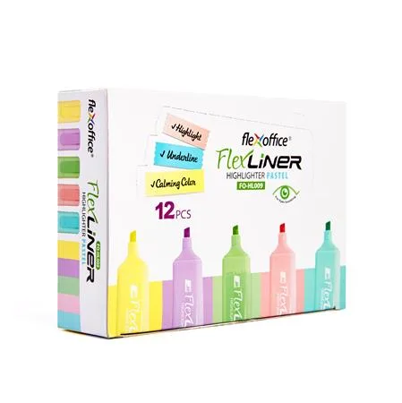 Zvýrazňovač, sada, 1-5 mm, FLEXOFFICE "Flexliner", mix pastelových farieb 2