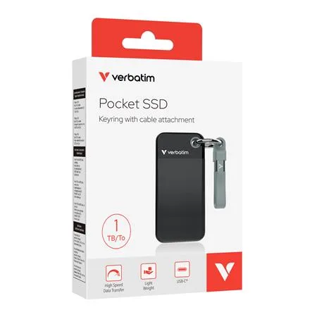 SSD (externá pamäť), 1TB, USB 3.2 Gen2, VERBATIM "Pocket SSD", čierna/sivá 4