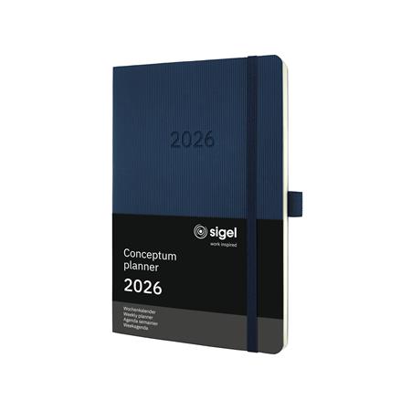 Diár, A5, týždenný, 2027, mäkká obálka, SIGEL "Conceptum", tmavomodrý 2