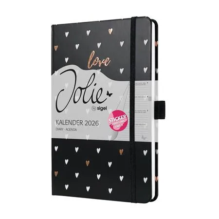 Diár, A5, týždenný, 2026, tvrdá obálka, SIGEL "Jolie", Dark love 2